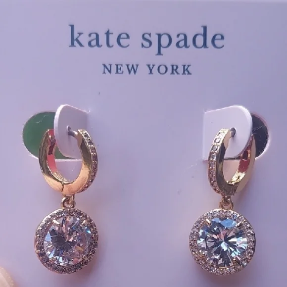 Kate Spade "SOMETHING SPARK" Gold Crystal Drop Earrings With Dustbag - Picture 2 of 5